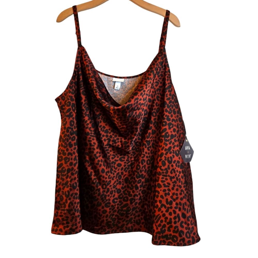 Women's Satin Cami in Chic Animal Print Size 3X Ava & Viv NWT